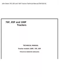 John Deere 76F  85F and 100F Tractors Technical Manual - TM103319 preview