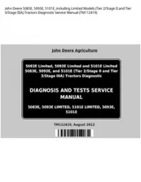 John Deere 5083E  5093E  5101E  including Limited Models (Tier 2/Stage II and Tier 3/Stage IIIA) Tractors Diagnostic Service Manual - TM112419 preview