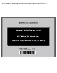 John Deere 2025R Compact Utility Tractor Technical Manual - TM127019 preview