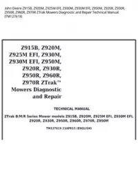 John Deere Z915B  Z920M  Z925M EFI  Z930M  Z930M EFI  Z950M  Z920R  Z930R  Z950R  Z960R  Z970R ZTrak Mowers Diagnostic and Repair Technical Manual - TM127619 preview