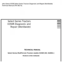 John Deere X350R Select Series Tractors Diagnostic and Repair (Worldwide) Technical Manual - TM138219 preview