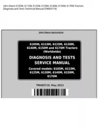 John Deere 6105M  6115M  6125M  6130M  6140M  6150M  6170M Tractors Diagnosis and Tests Technical Manual - TM405719 preview