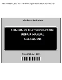 John Deere 5415  5615 and 5715 Tractor Repair Technical Manual - TM606719 preview