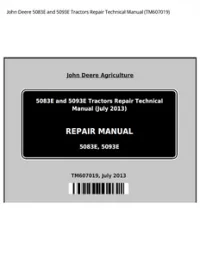 John Deere 5083E and 5093E Tractors Repair Technical Manual - TM607019 preview