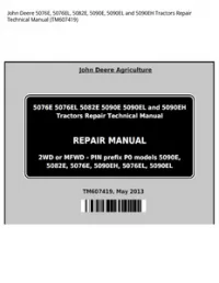 John Deere 5076E  5076EL  5082E  5090E  5090EL and 5090EH Tractors Repair Technical Manual - TM607419 preview