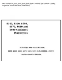 John Deere S540  S550  S660  S670  S680  S690 Combines (SN: 000001-120099) Diagnostic Technical Manual - TM803919 preview