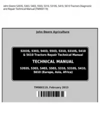 John Deere 5203S  5303  5403  5503  5310  5310S  5410  5610 Tractors Diagnostic and Repair Technical Manual - TM900119 preview