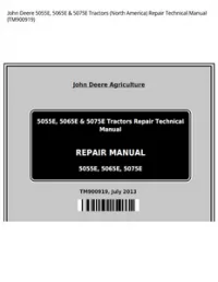John Deere 5055E  5065E & 5075E Tractors (North America) Repair Technical Manual - TM900919 preview