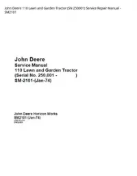 John Deere 110 Lawn and Garden Tractor (SN 250001) Service Repair Manual - SM2101 preview