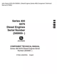 John Deere 6076 (SN 500000- ) Diesel Engines (Series 400) Component Technical Manual - CTM42 preview