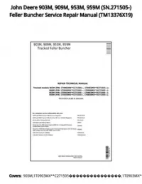 John Deere 903M  909M  953M  959M (SN.271505-) Feller Buncher Service Repair Manual - TM13376X19 preview