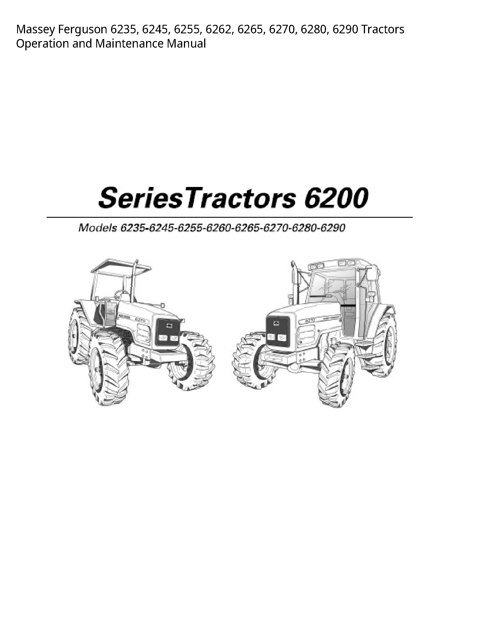 Massey Ferguson 6235 Tractors Operation  Maintenance manual