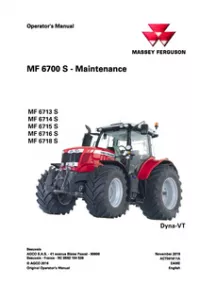 Massey Ferguson MF6713S  MF6714S  MF6715S  MF6716S  MF6718S (Dyna-VT) Tractor Maintenance Manual preview