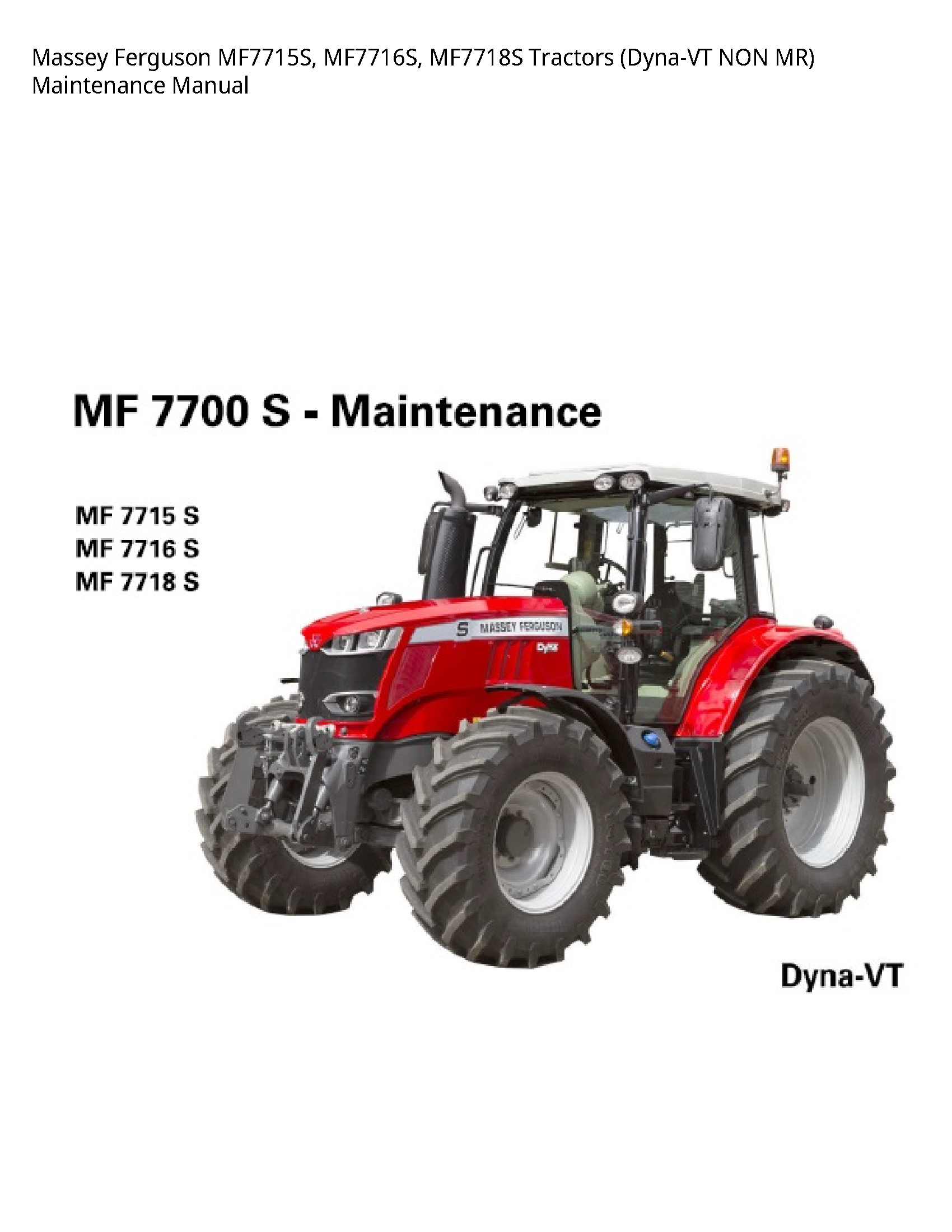 Massey Ferguson MF7715S Tractors (Dyna-VT NON MR) Maintenance manual