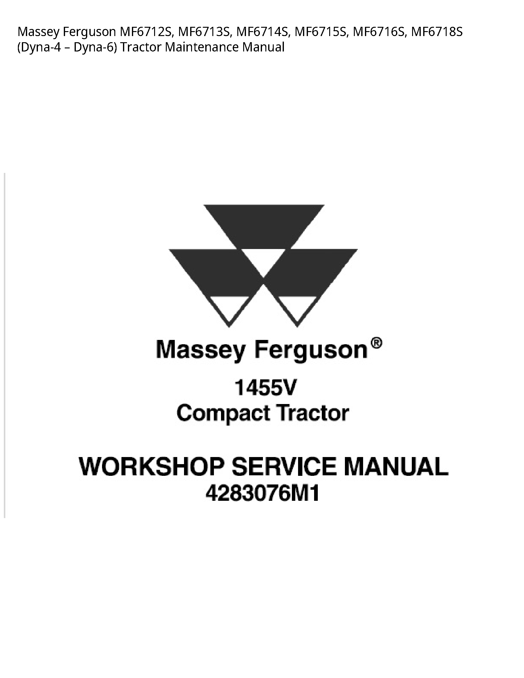 Massey Ferguson MF6712S Tractor Maintenance manual
