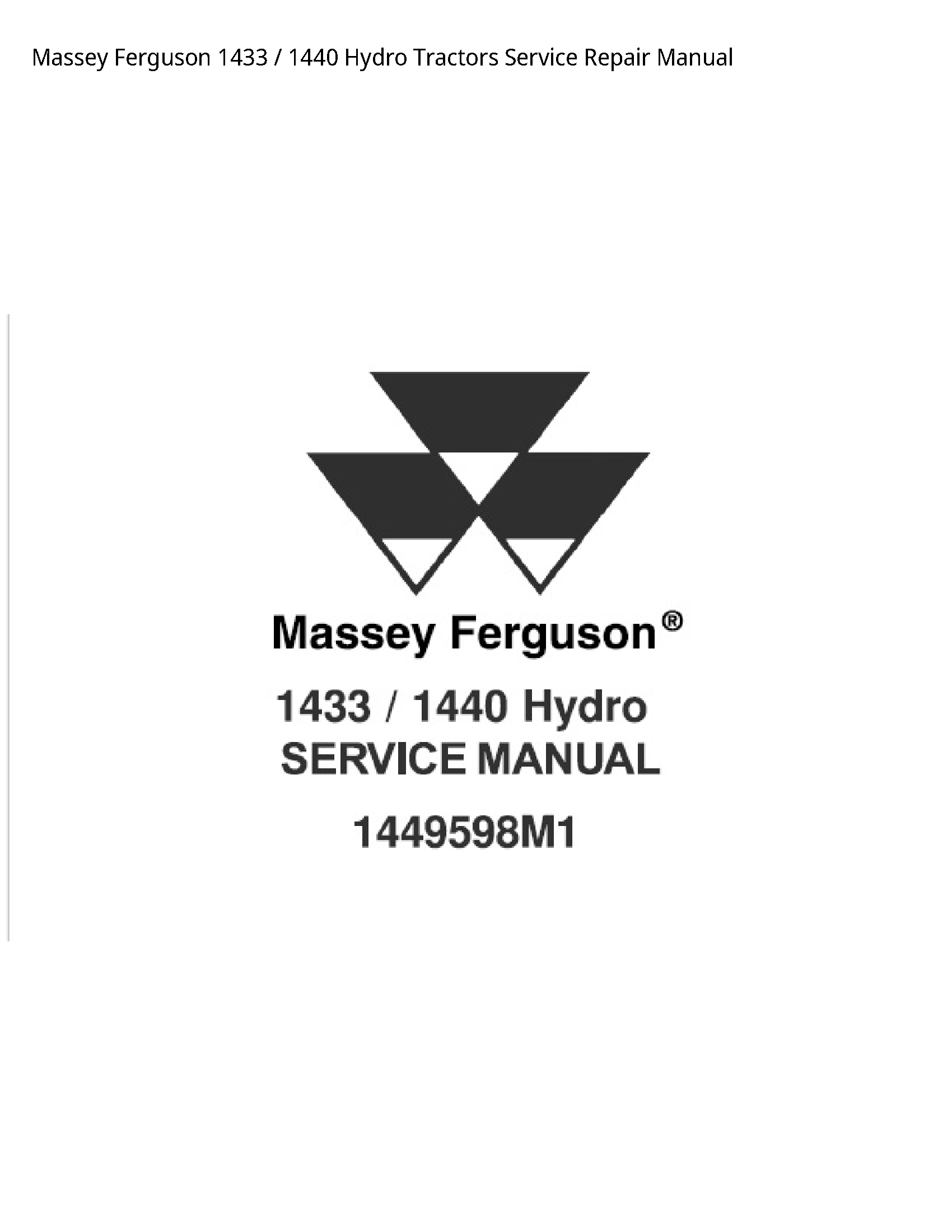 Massey Ferguson 1433 Hydro Tractors manual