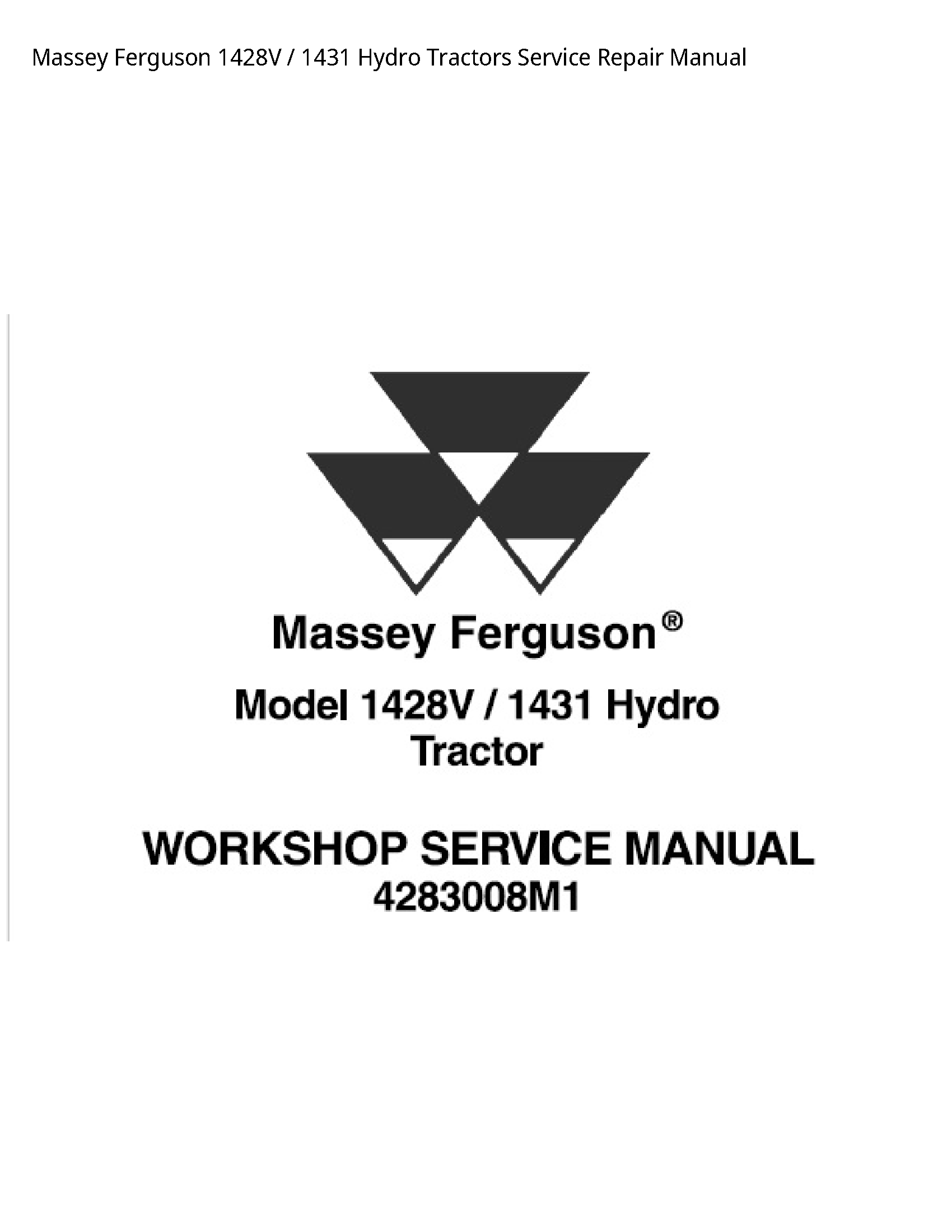 Massey Ferguson 1428V Hydro Tractors manual