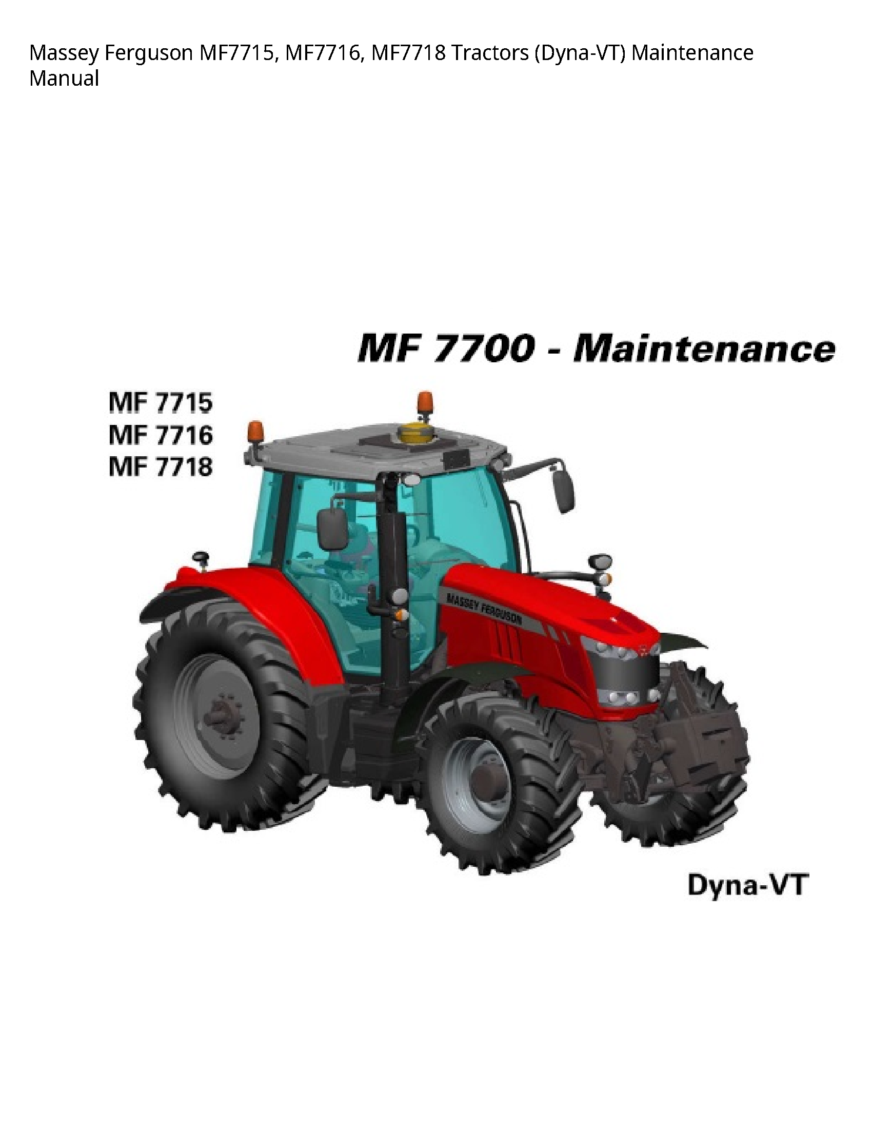 Massey Ferguson MF7715 Tractors (Dyna-VT) Maintenance manual