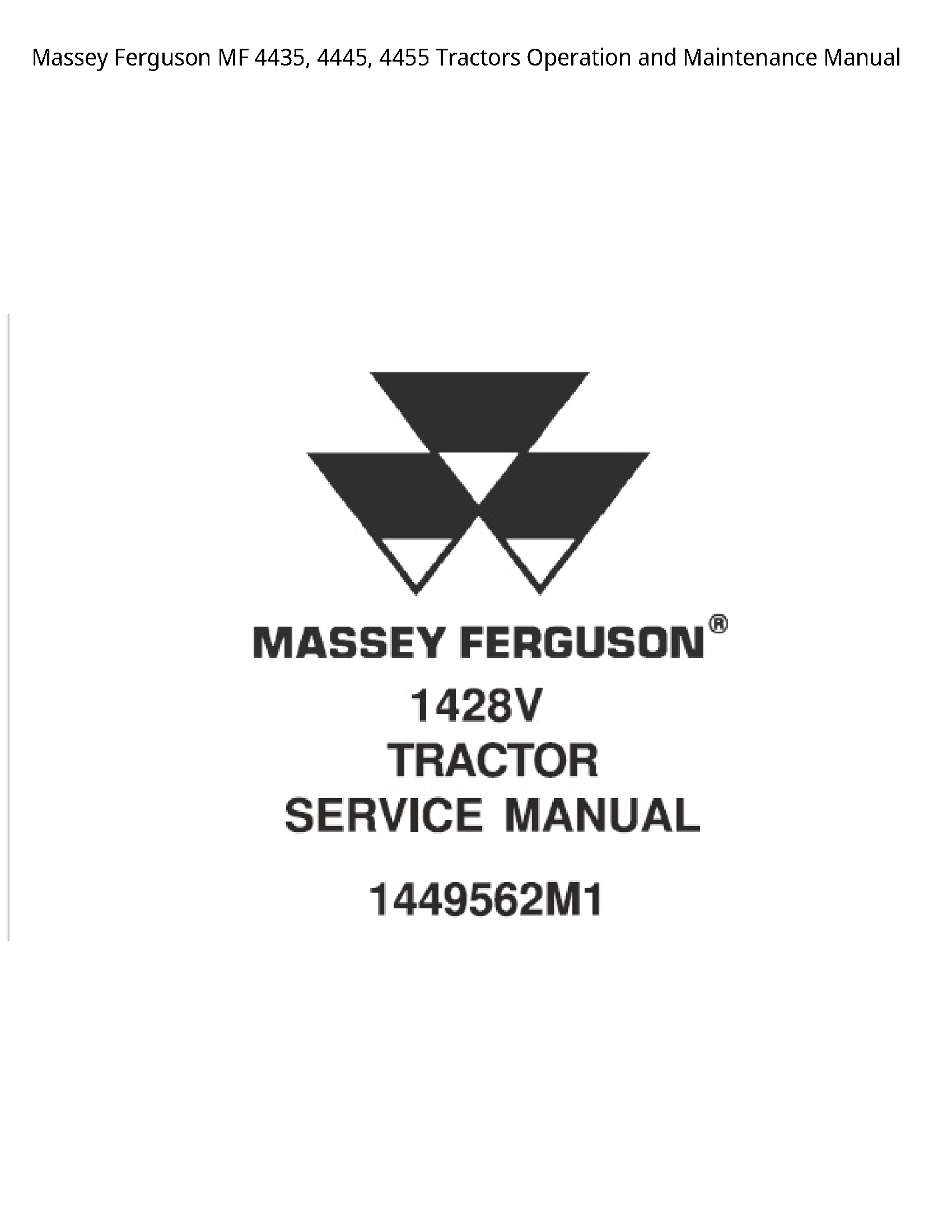 Massey Ferguson 4435 MF Tractors Operation  Maintenance manual