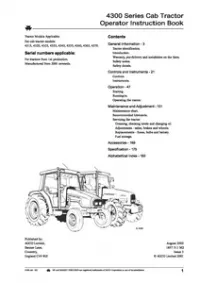 Massey Ferguson MF 4315  4320  4325  4335  4345  4355  4360  4365  4370 Cab Tractors Operation and Maintenance Manual preview