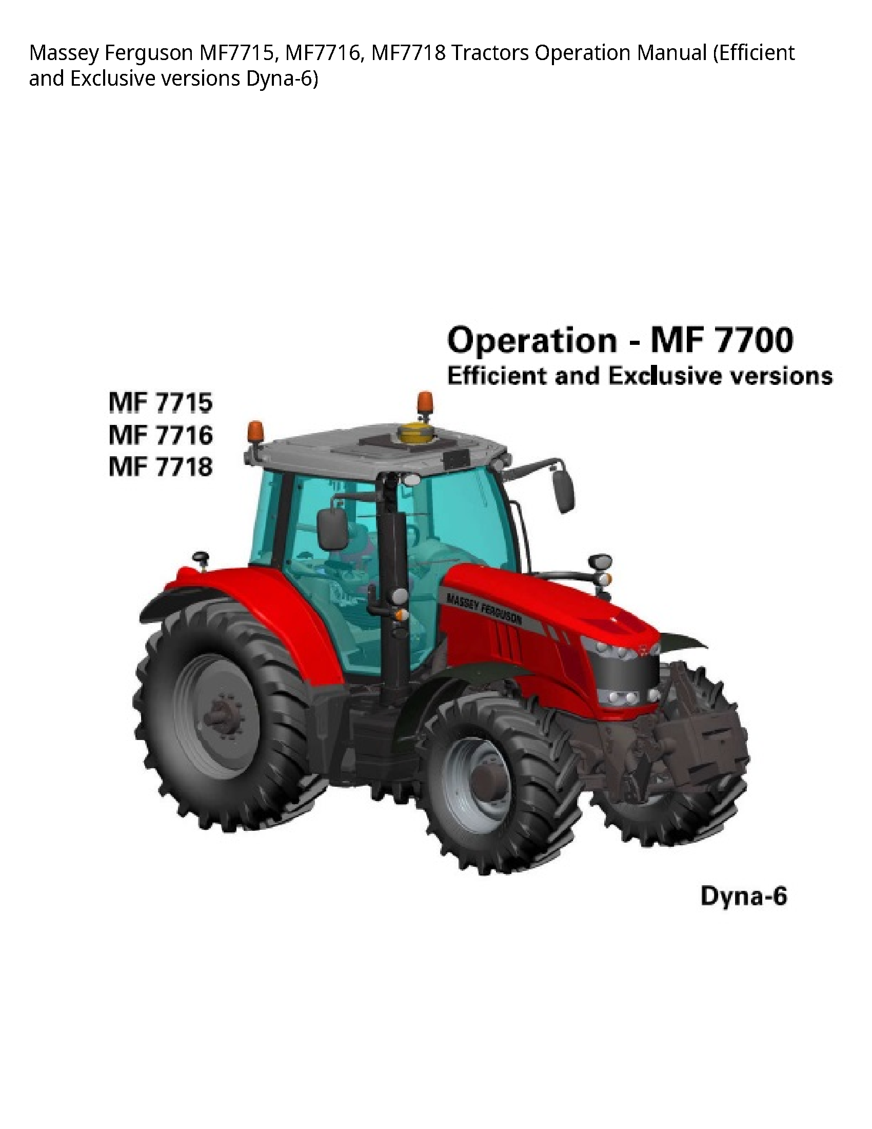 Massey Ferguson MF7715 Tractors Operation manual