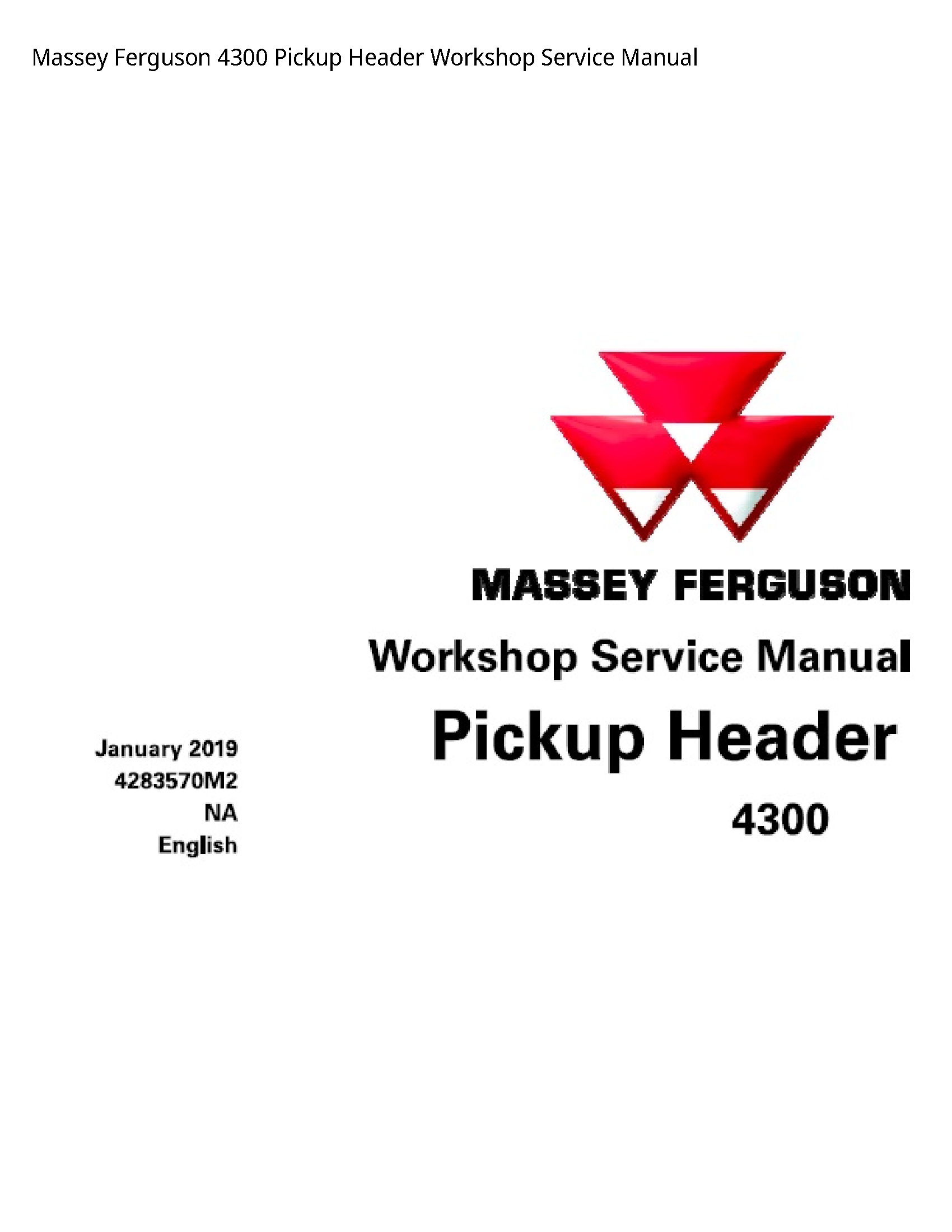 Massey Ferguson 4300 Pickup Header Service manual