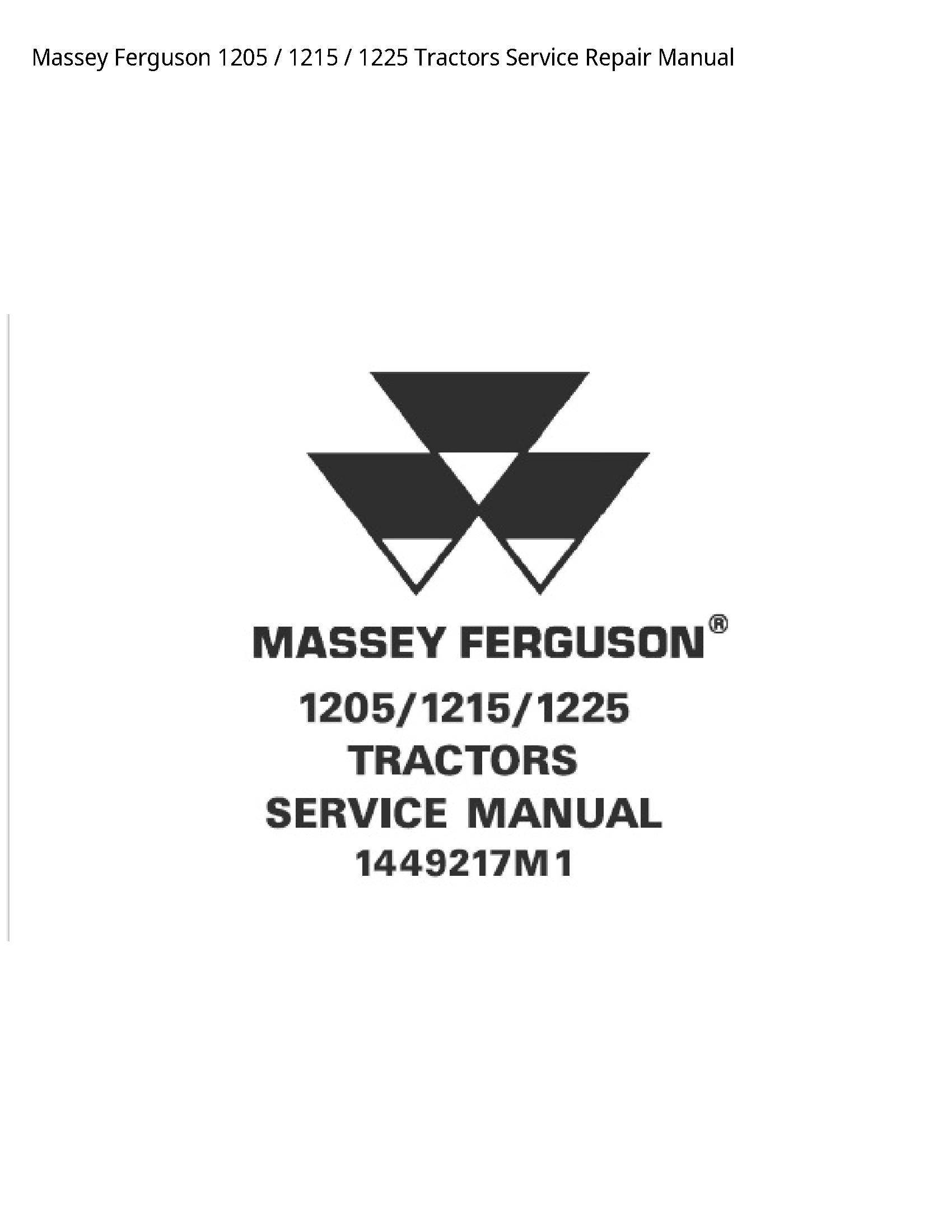 Massey Ferguson 1205 Tractors manual