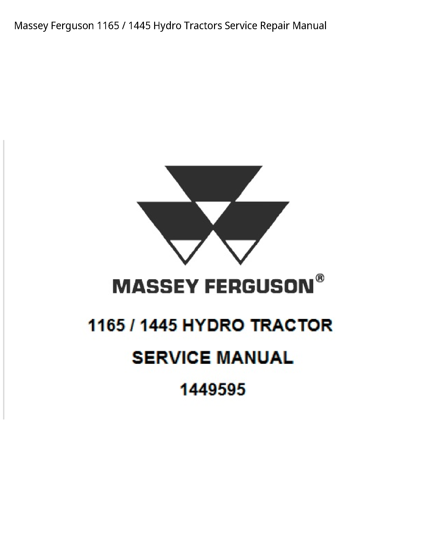Massey Ferguson 1165 Hydro Tractors manual