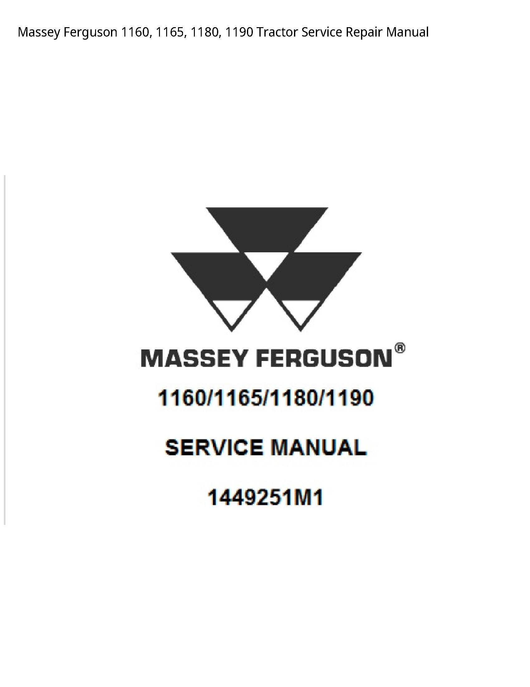 Massey Ferguson 1160 Tractor manual