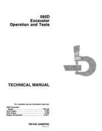 John Deere 595D Excavator Operation And Tests Technical Manual - TM1444 preview