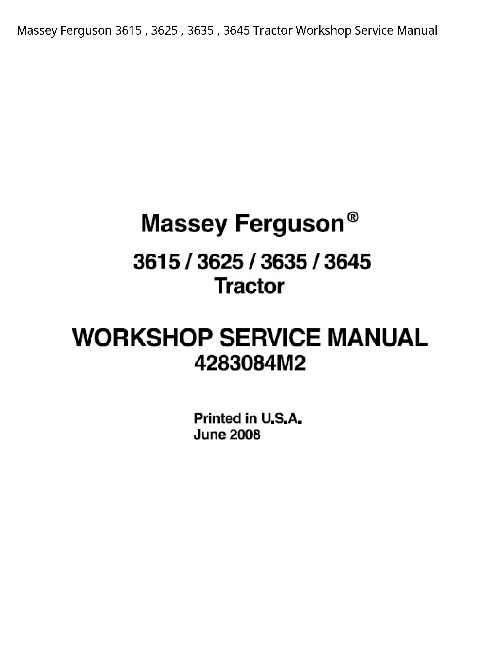 Massey Ferguson 3615 Tractor Service manual