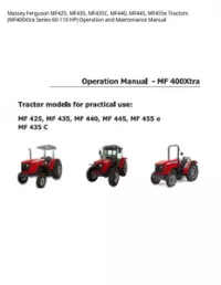 Massey Ferguson MF425  MF435  MF435C  MF440  MF445  MF455e Tractors (MF400Xtra Series 60-110 HP) Operation and Maintenance Manual preview