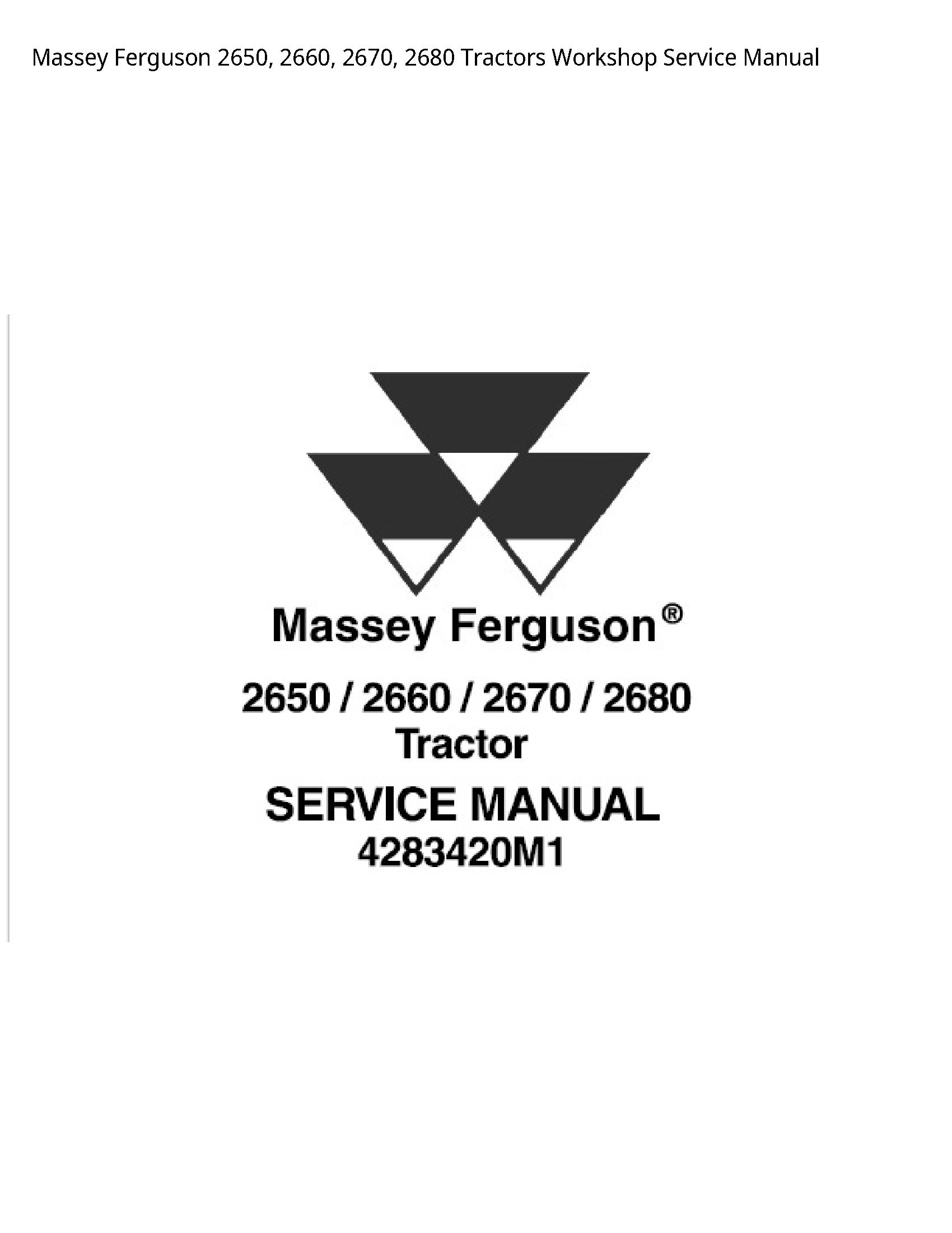 Massey Ferguson 2650 Tractors Service manual