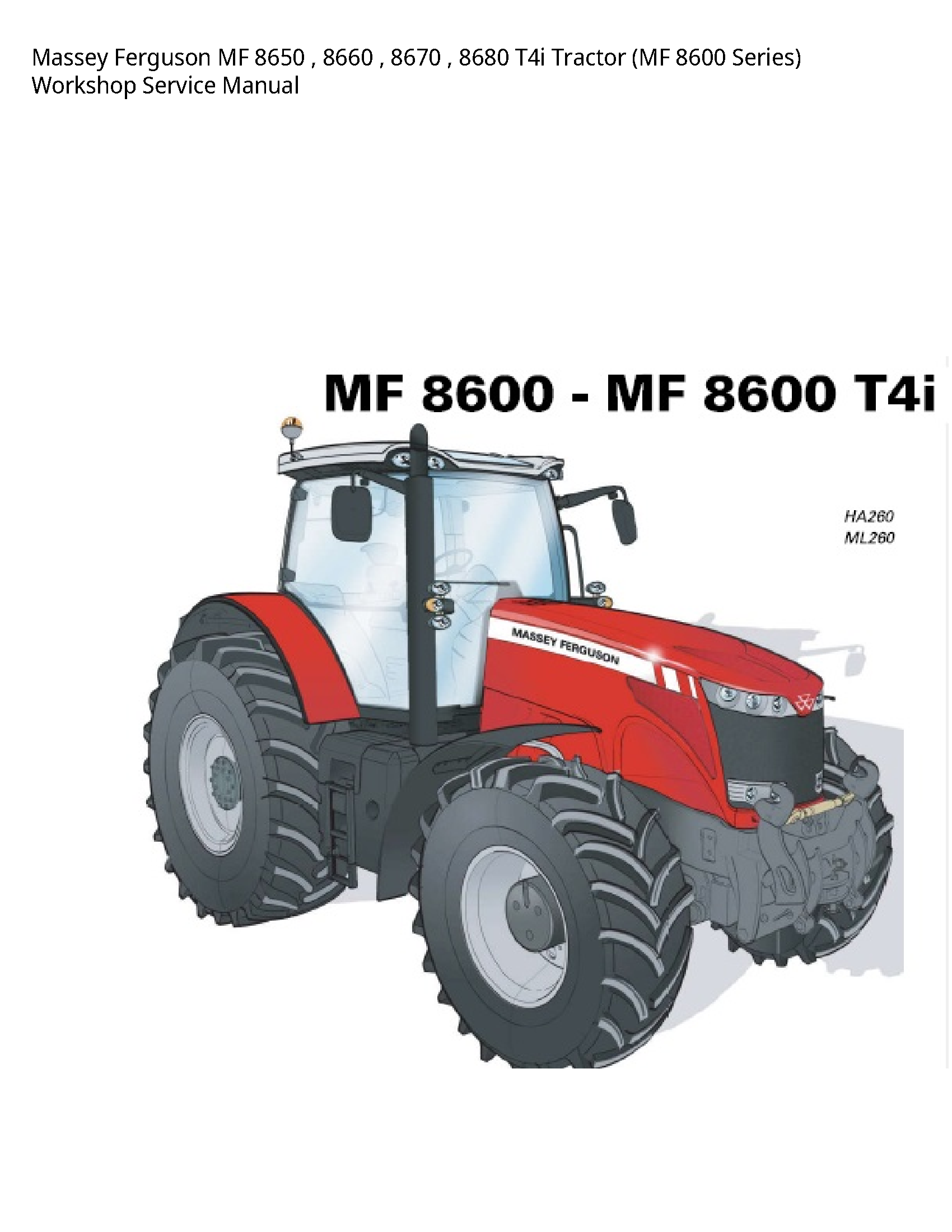 Massey Ferguson 8650 MF Tractor (MF Series) Service manual