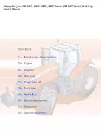 Massey Ferguson MF 8450   8460   8470   8480 Tractor (MF 8400 Series) Workshop Service Manual preview