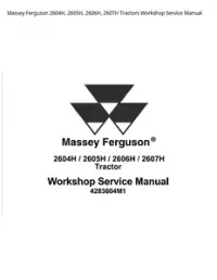 Massey Ferguson 2604H  2605H  2606H  2607H Tractors Workshop Service Manual preview