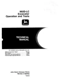 John Deere 992D-LC Excavator Operation And Tests Manual - TM1462 preview