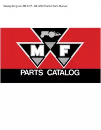 Massey Ferguson MF 4215   MF 4220 Tractor Parts Manual preview