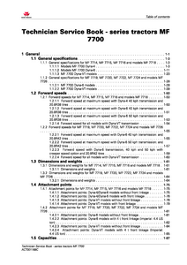 Massey Ferguson 7715 MF Tractor (MF Series) Technician Service Book manual