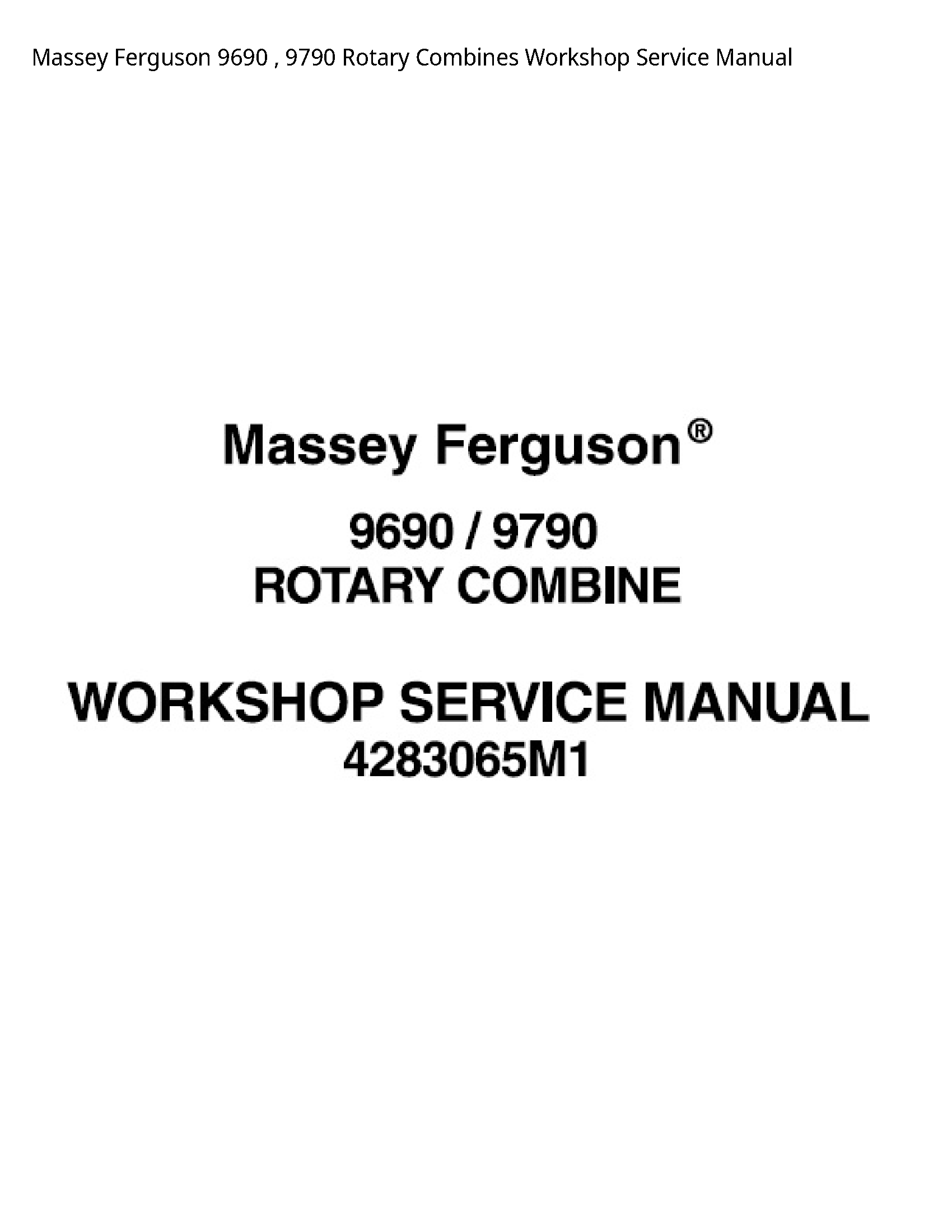 Massey Ferguson 9690 Rotary Combines Service manual