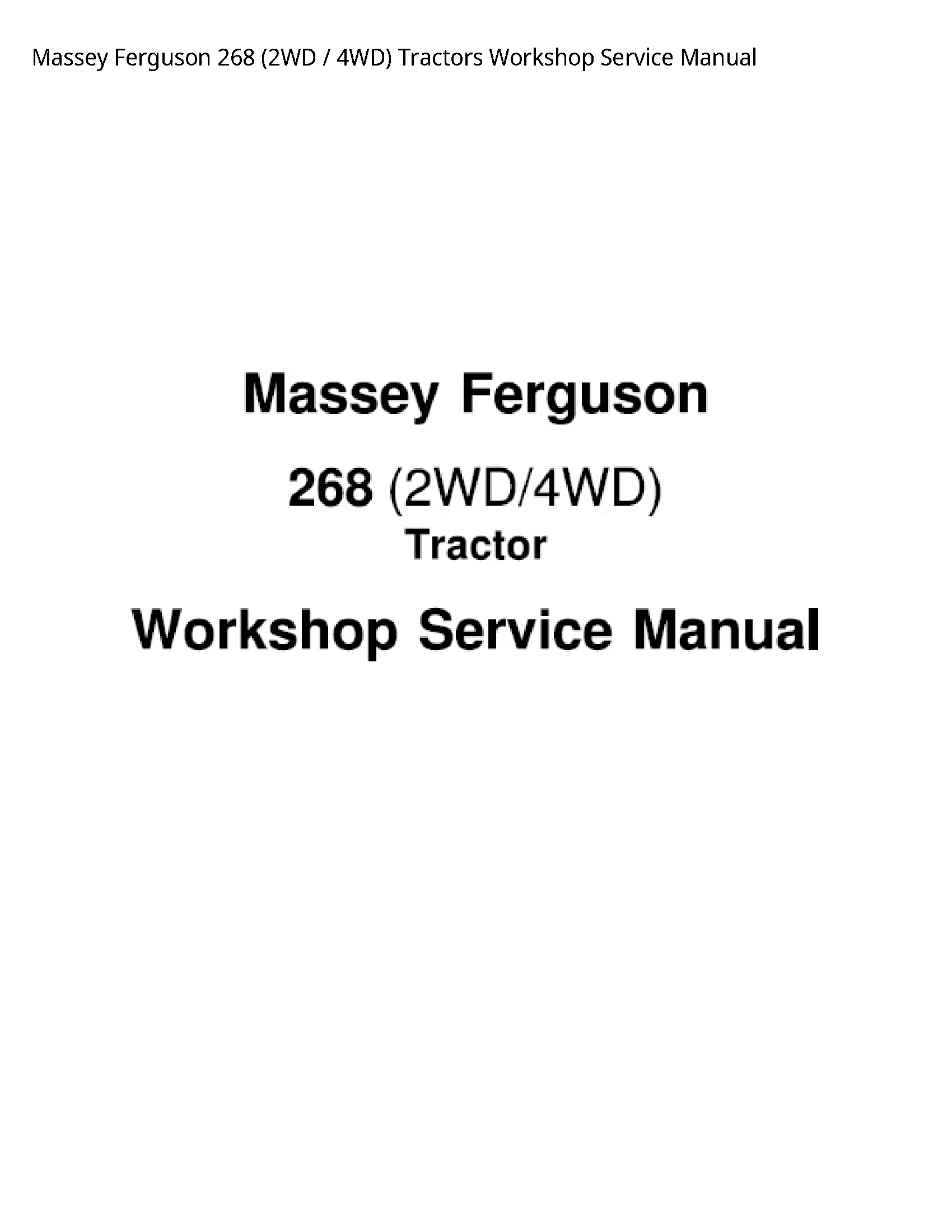 Massey Ferguson 268 Tractors Service manual