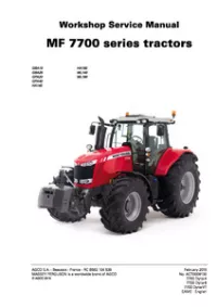 Massey Ferguson MF 7714   7715   7716   7718   7719   7720   7722   7726 Tractor (MF 7700 Series) Workshop Service Manual preview