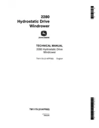 John Deere 2280 Hydrostatic Drive Windrower Technical Manual - TM1179 preview