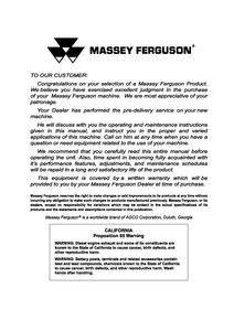 Massey Ferguson 1306 Disc Mower Series) Service manual