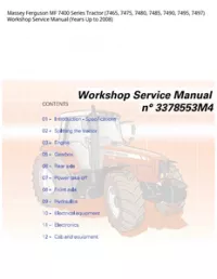 Massey Ferguson MF 7400 Series Tractor (7465  7475  7480  7485  7490  7495  7497) Workshop Service Manual (Years Up to 2008) preview