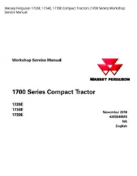 Massey Ferguson 1726E  1734E  1739E Compact Tractors (1700 Series) Workshop Service Manual preview