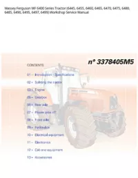Massey Ferguson MF 6400 Series Tractor (6445  6455  6460  6465  6470  6475  6480  6485  6490  6495  6497  6499) Workshop Service Manual preview