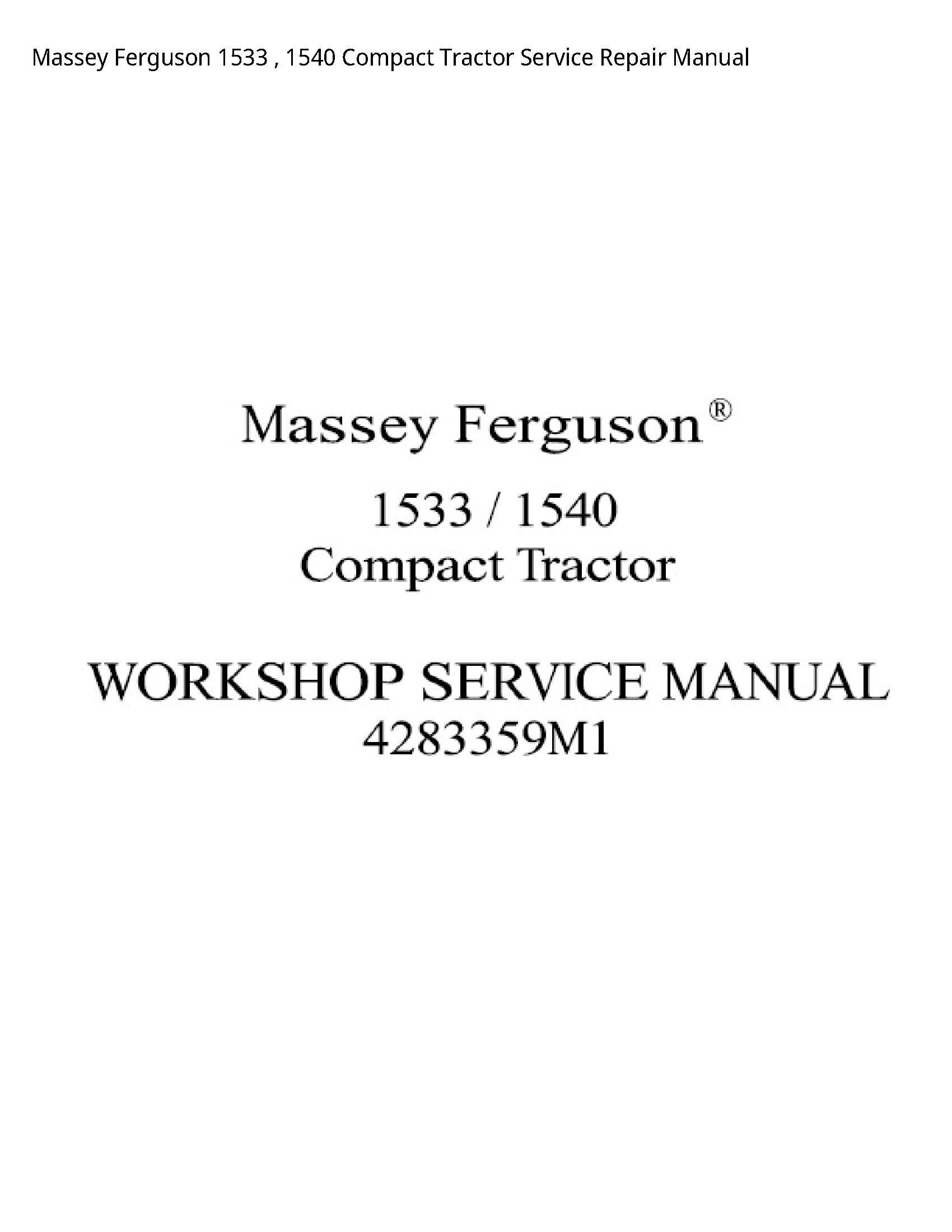 Massey Ferguson 1533 Compact Tractor manual
