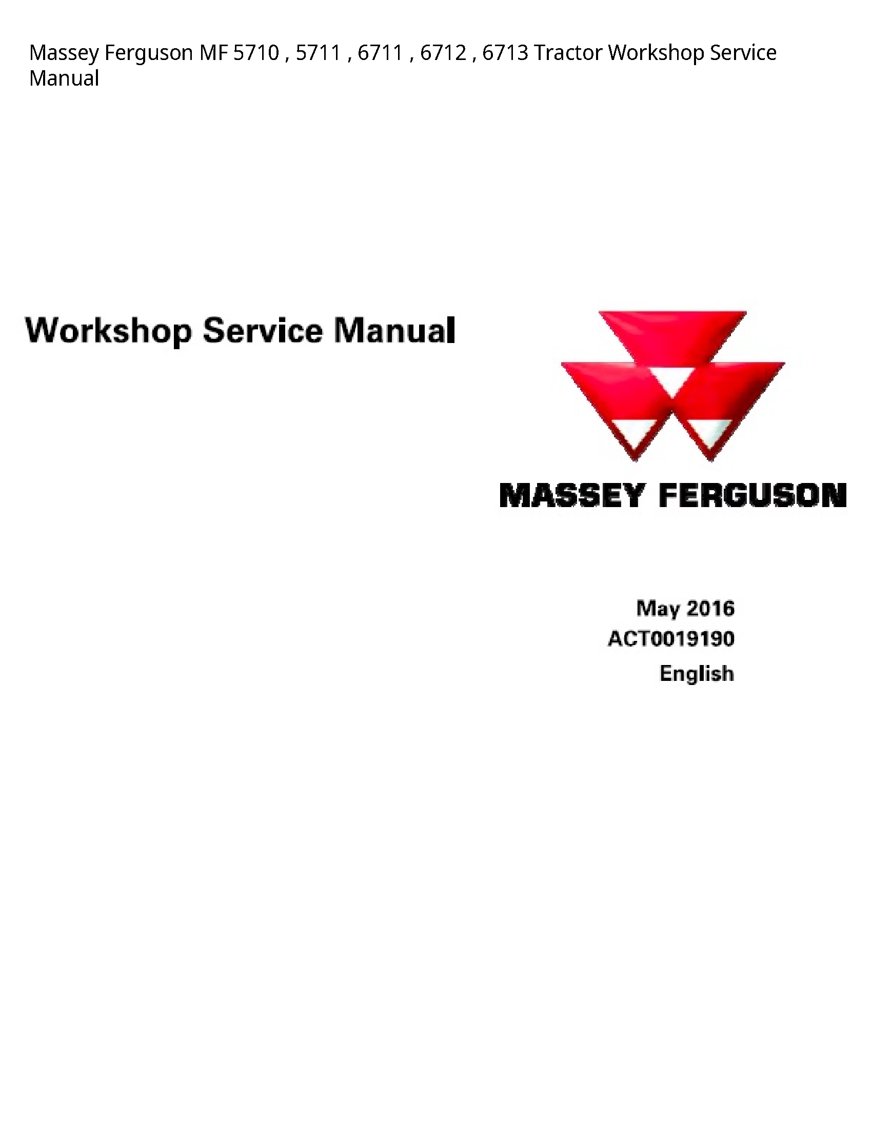 Massey Ferguson 5710 MF Tractor Service manual