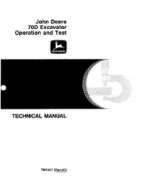 John Deere 70D Excavator Operation And Test Technical Manual TM1407 preview